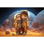 Фотошпалери дитячі 3D юні космонафти.