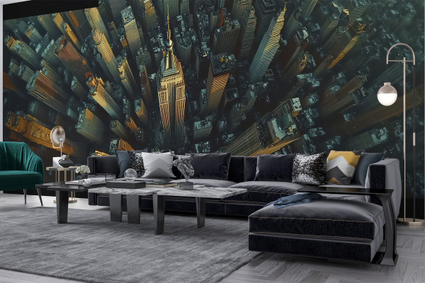Фотошпалери 3D панорама на місто з висока