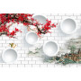 Фотообои 3D круги на стене с цветами