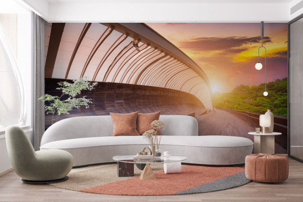 Фотообои 3D волновой мост на рассвете