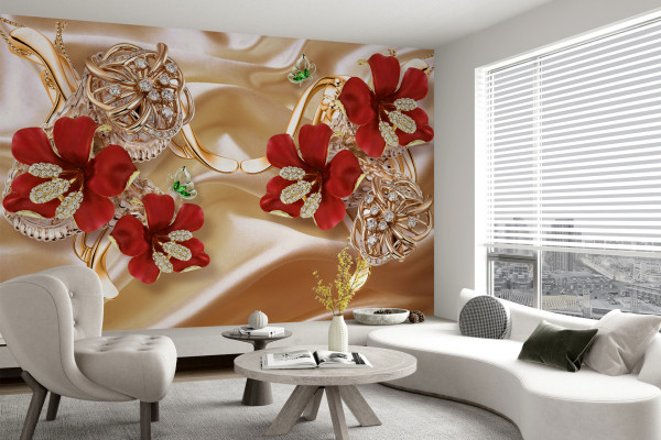 Фотообои 3D красные цветы