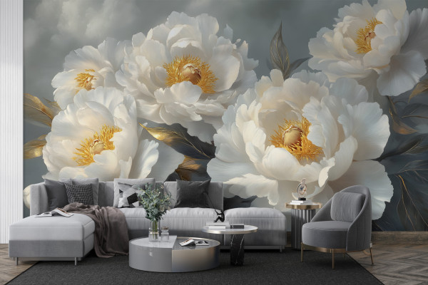 Фотообои 3D волшебные хризонтемы рисованные
