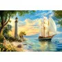 Картина Приморський пейзаж з красивим вітрильником