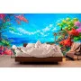 Фотошпалери 3D фреска море і квіти