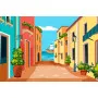 Фотошпалери 3D фреска вулиці, що веде до моря