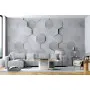 Фотошпалери 3D стіна з сірих шестикутників