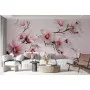 Фотошпалери 3D квітуча гілка на рожевому тлі