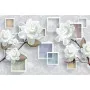 Фотошпалери 3D композиція білі троянди та квадрати