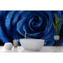 Фотошпалери 3D синя троянда в краплях роси