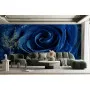Фотошпалери 3D синя троянда в краплях роси