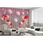 Фотошпалери 3D композиція червоні хризонтеми та кулі