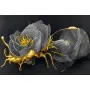 Фотошпалери 3D темні квіти на чорному тлі із золотою серединою