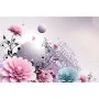 Фотошпалери ніжні квіти на тлі геометричної абстракції