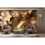 Фотошпалери золоті 3D квіти