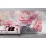 Фотошпалери ніжні півонії пастельних тонів у супроводі пишного листя.