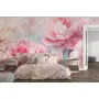 Фотошпалери ніжні півонії пастельних тонів у супроводі пишного листя.
