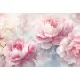 Фотошпалери ніжні півонії пастельних тонів у супроводі пишного листя.