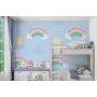 Фотошпалери дитячі патерн веселка і хмари на пастельному тлі.
