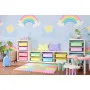 Фотошпалери дитячі патерн веселка і хмари на пастельному тлі.