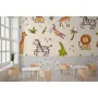 Фотошпалери дитячі патерн тварини на бежевому тлі.