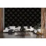 Фотошпалери ромбоподібний візерунок на чорній шкірі з золотим рядком