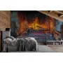Фотошпалери цегляний камін з яскравим полум'ям