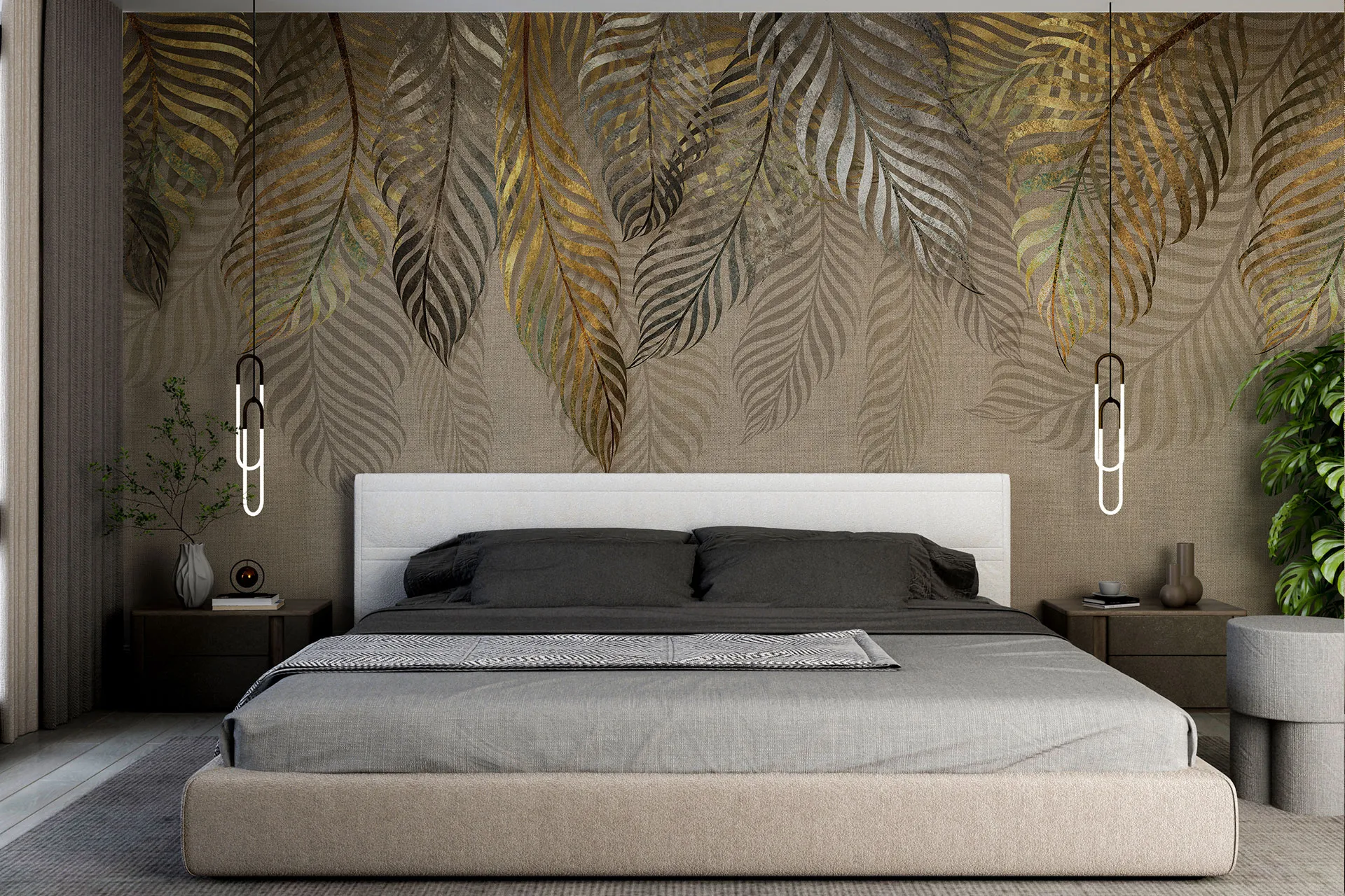 Фотошпалери листя пальми на мішкавині