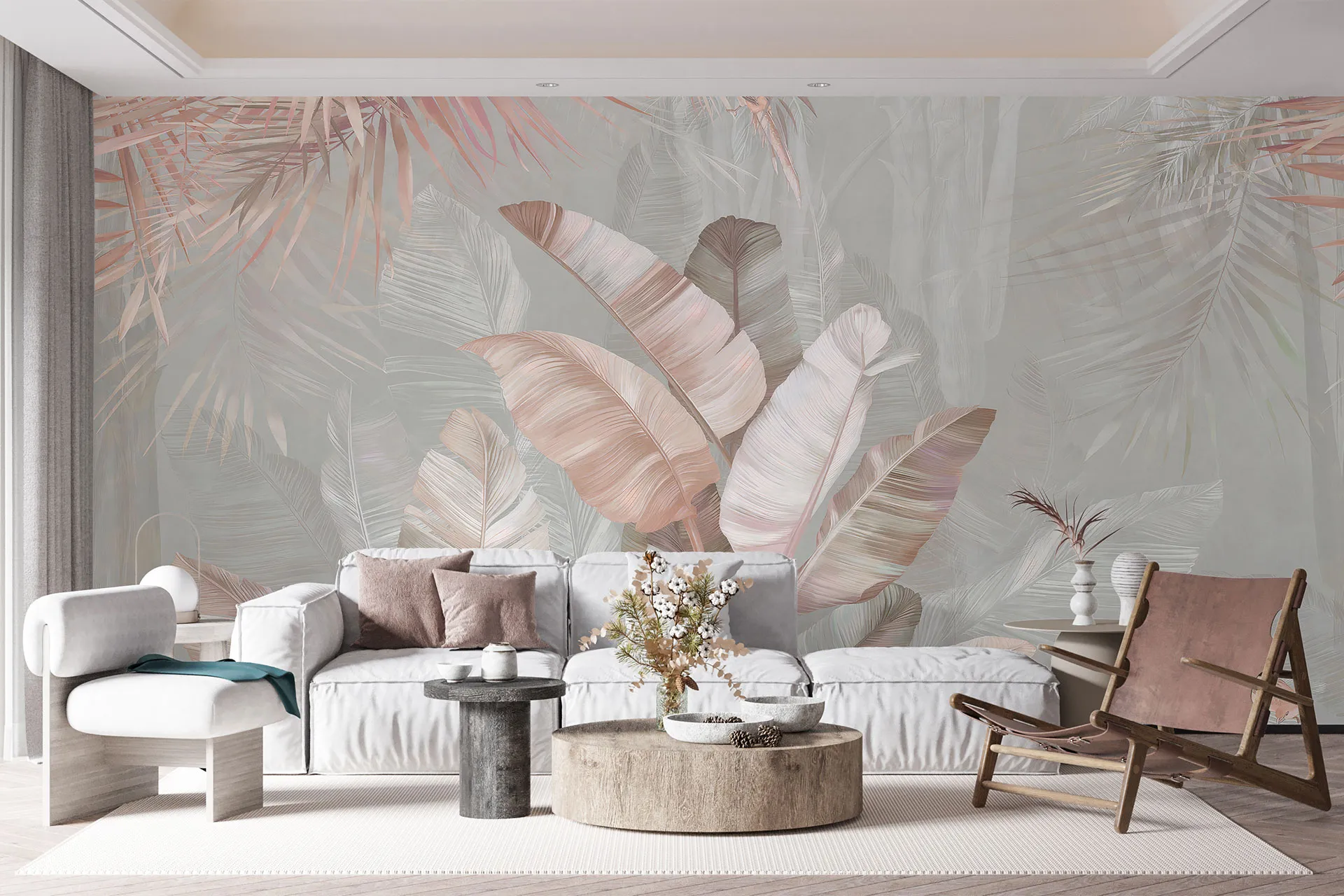 Фотошпалери листя папороті і пальм мальовані