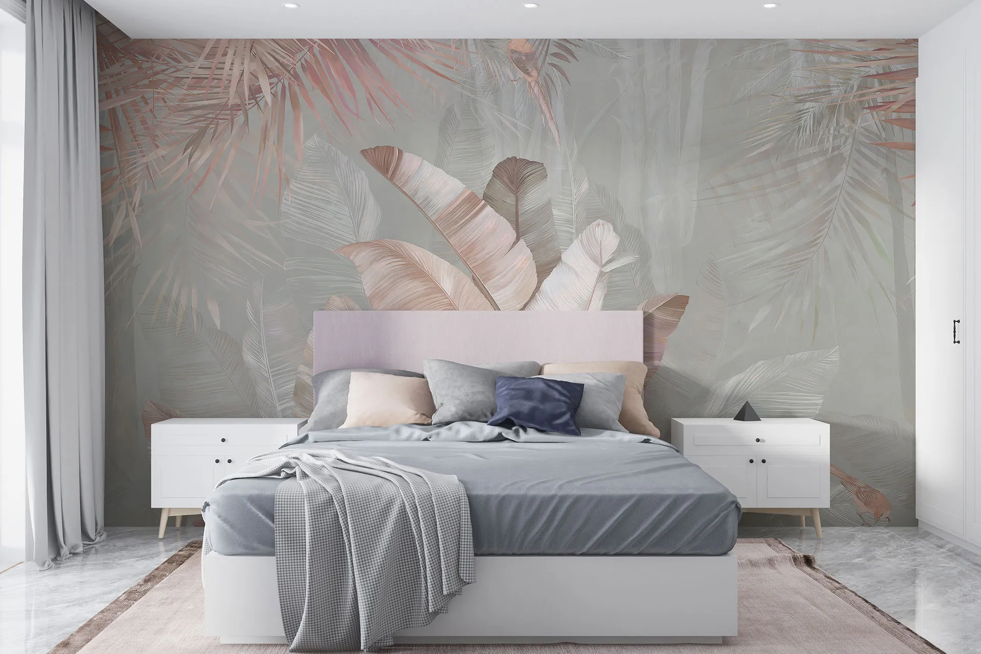 Фотошпалери листя папороті і пальм мальовані