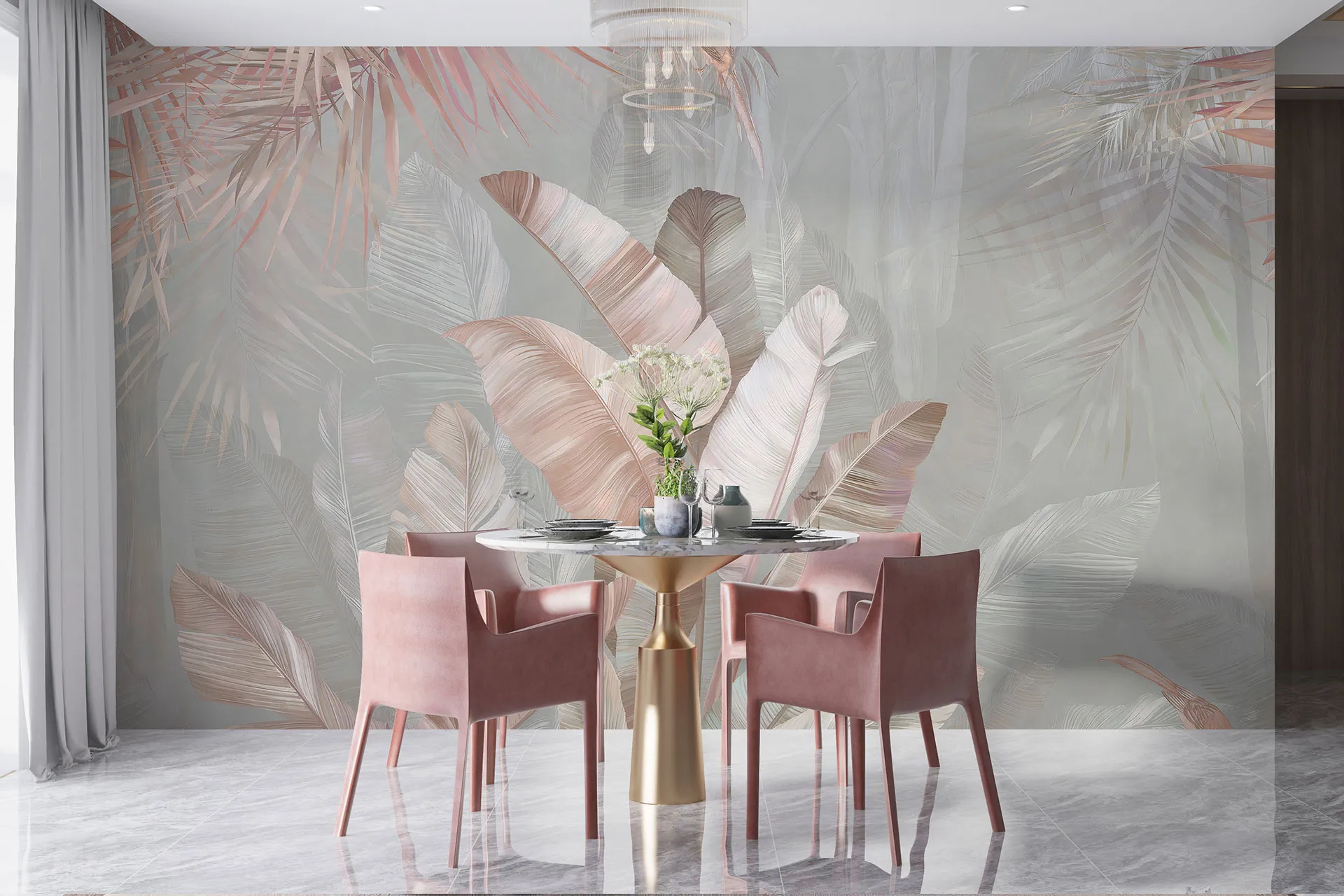 Фотошпалери листя папороті і пальм мальовані