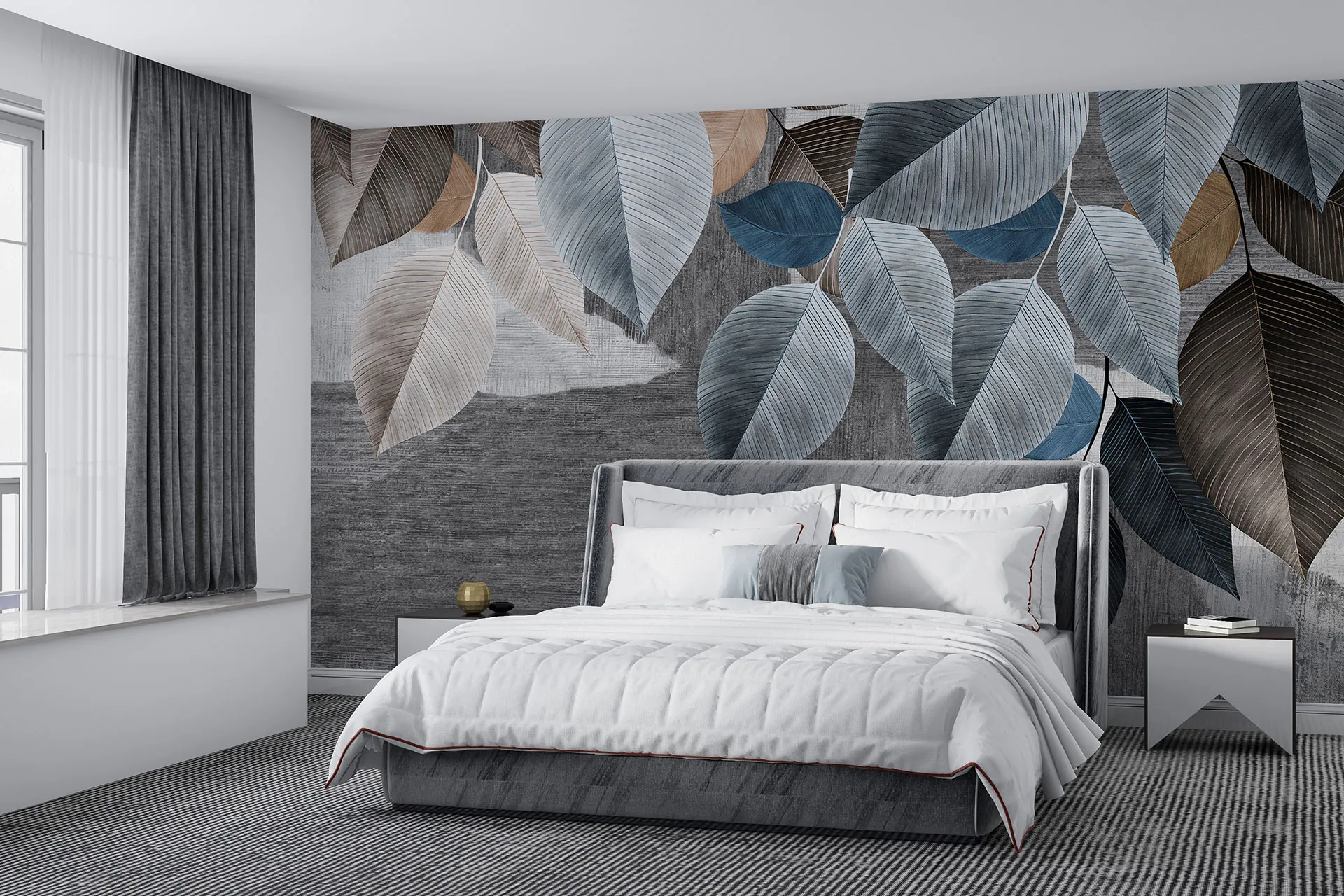 Фотошпалери креативний дизайн з листям.