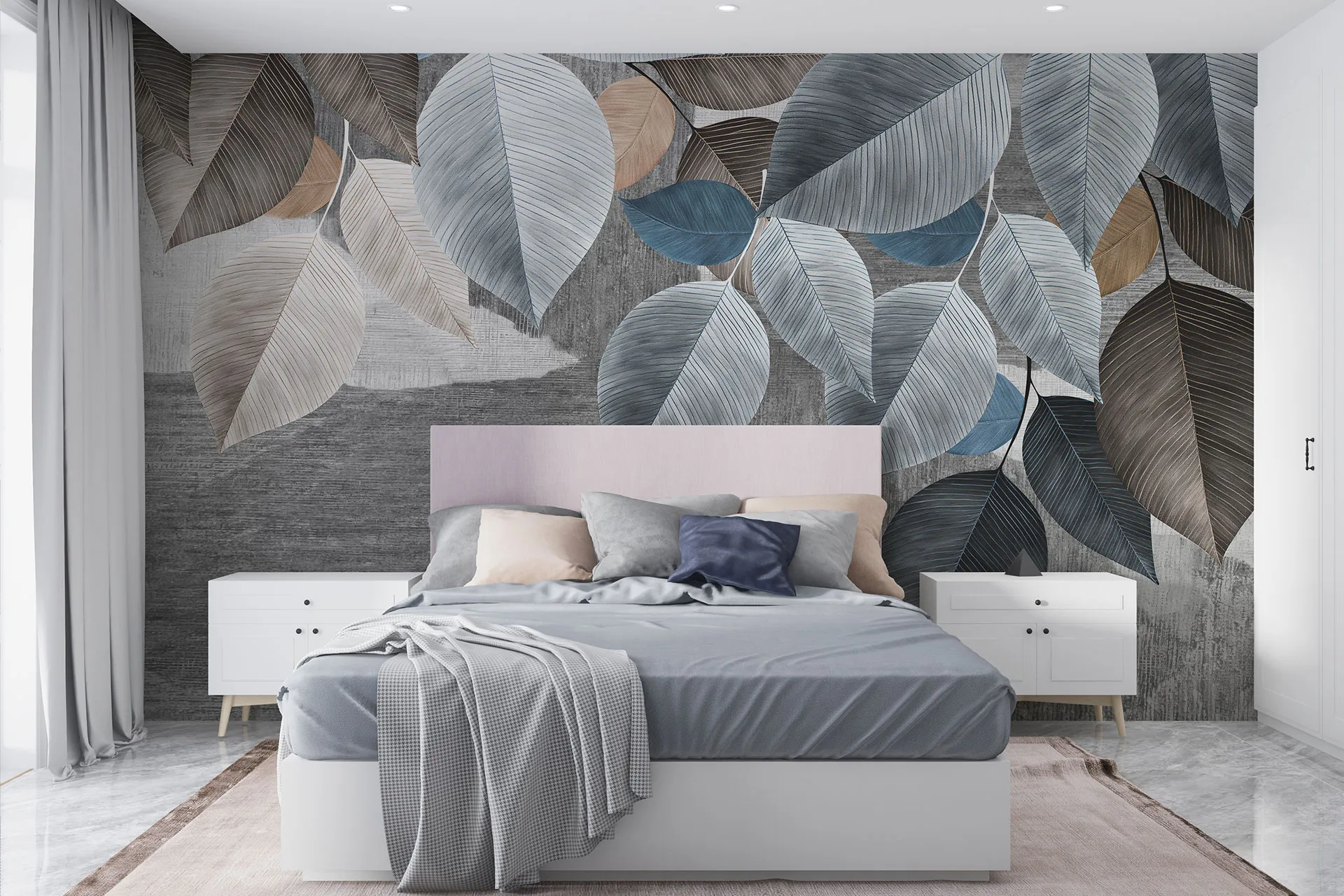 Фотошпалери креативний дизайн з листям.