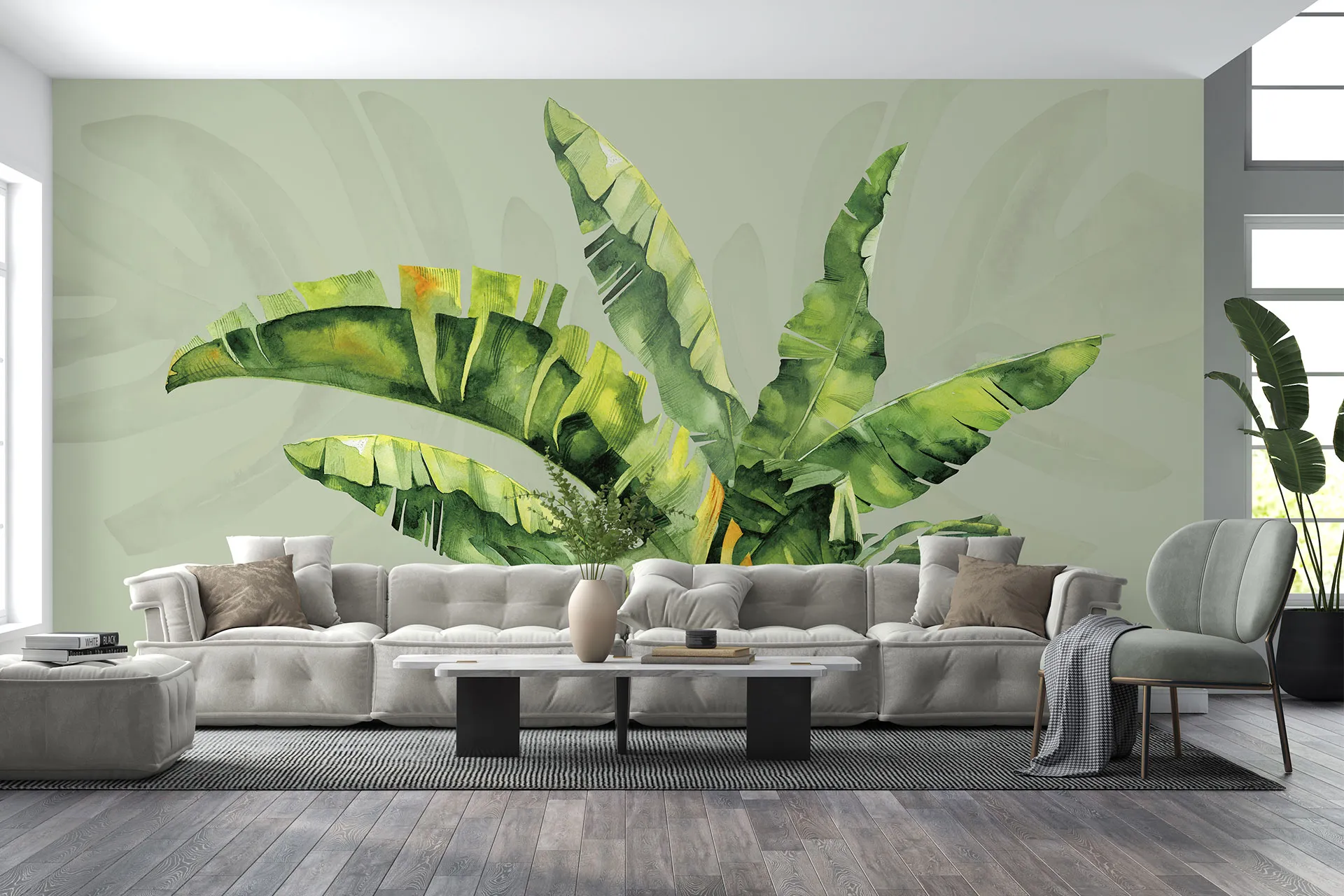 Фотошпалери малюнок листя папаратника.