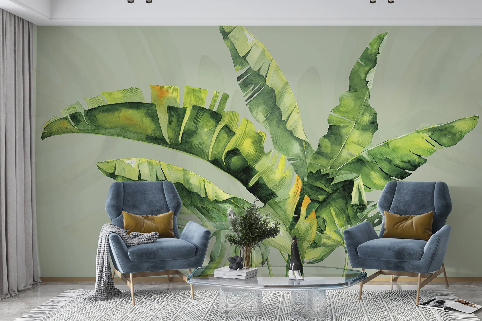 Фотошпалери малюнок листя папаратника.