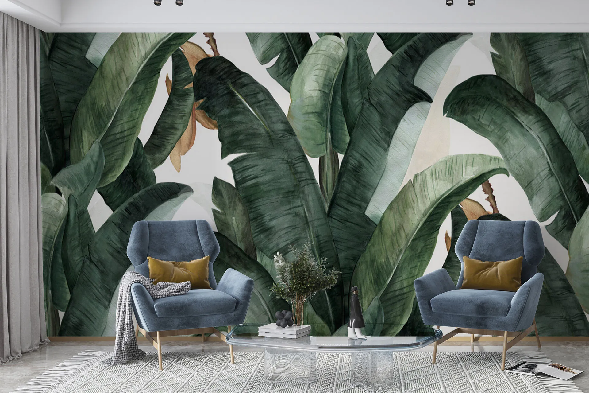 Фотошпалери мальовані листя папаратника.