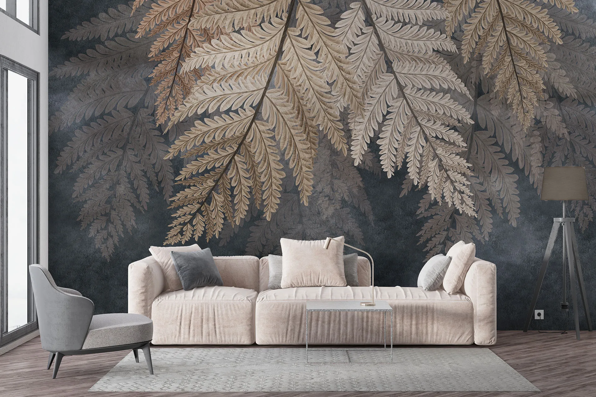 Фотошпалери красивий дизайн з листям.