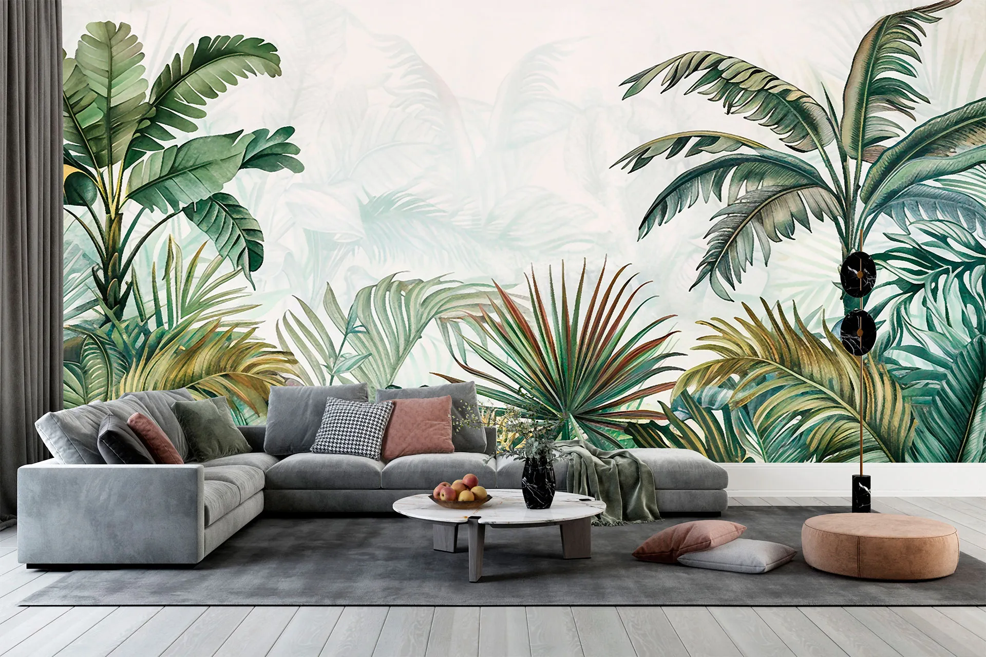 Фотошпалери мальований дизайн із тропіками.