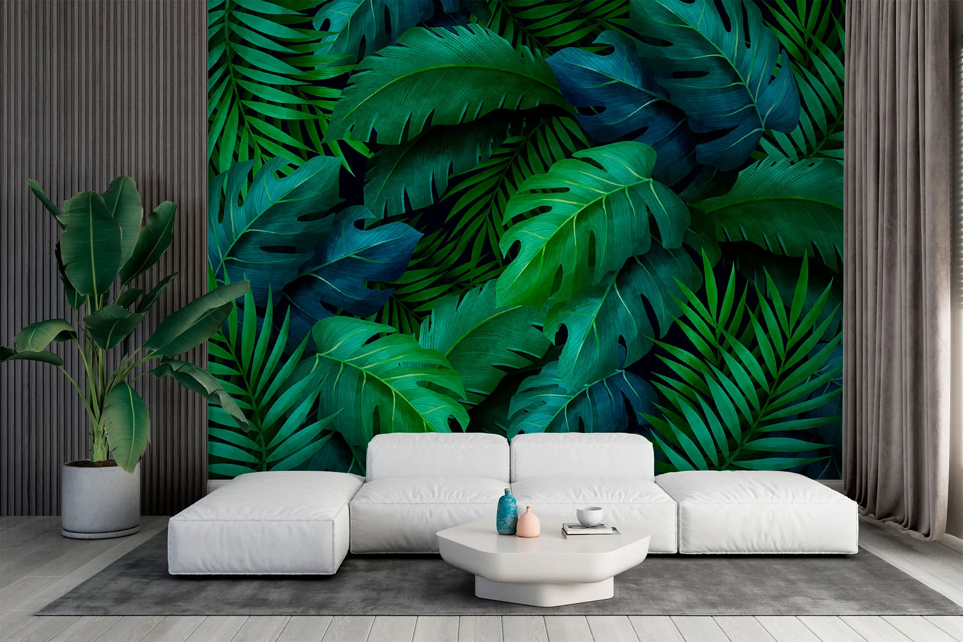 Фотошпалери соковите листя тропіків.