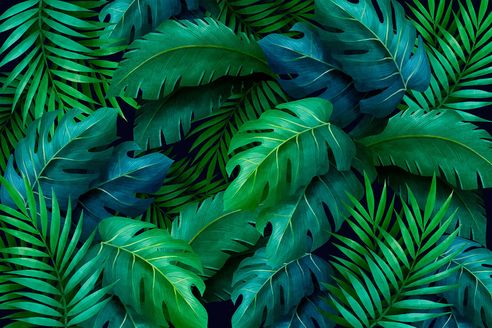 Фотошпалери соковите листя тропіків.