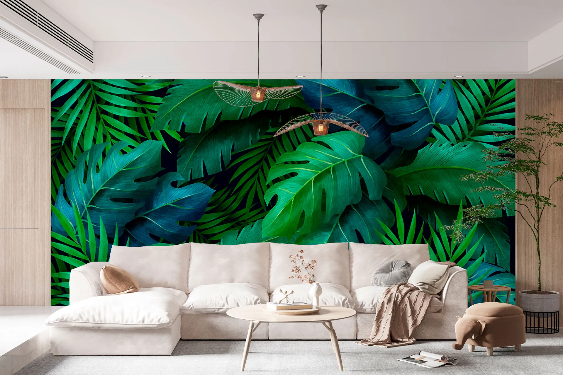 Фотошпалери соковите листя тропіків.