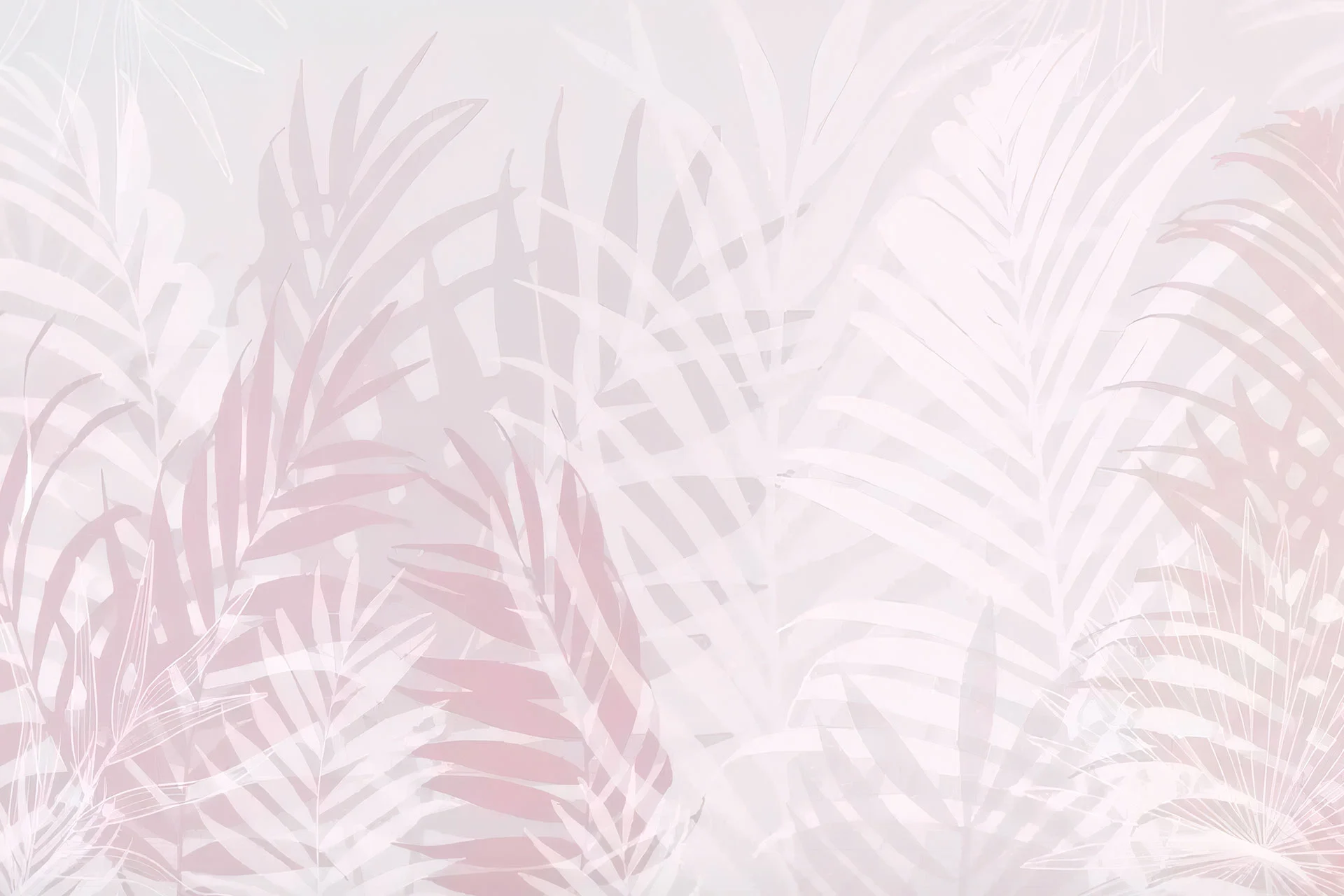 Фотошпалери тропічні листя в ніжно-рожевому