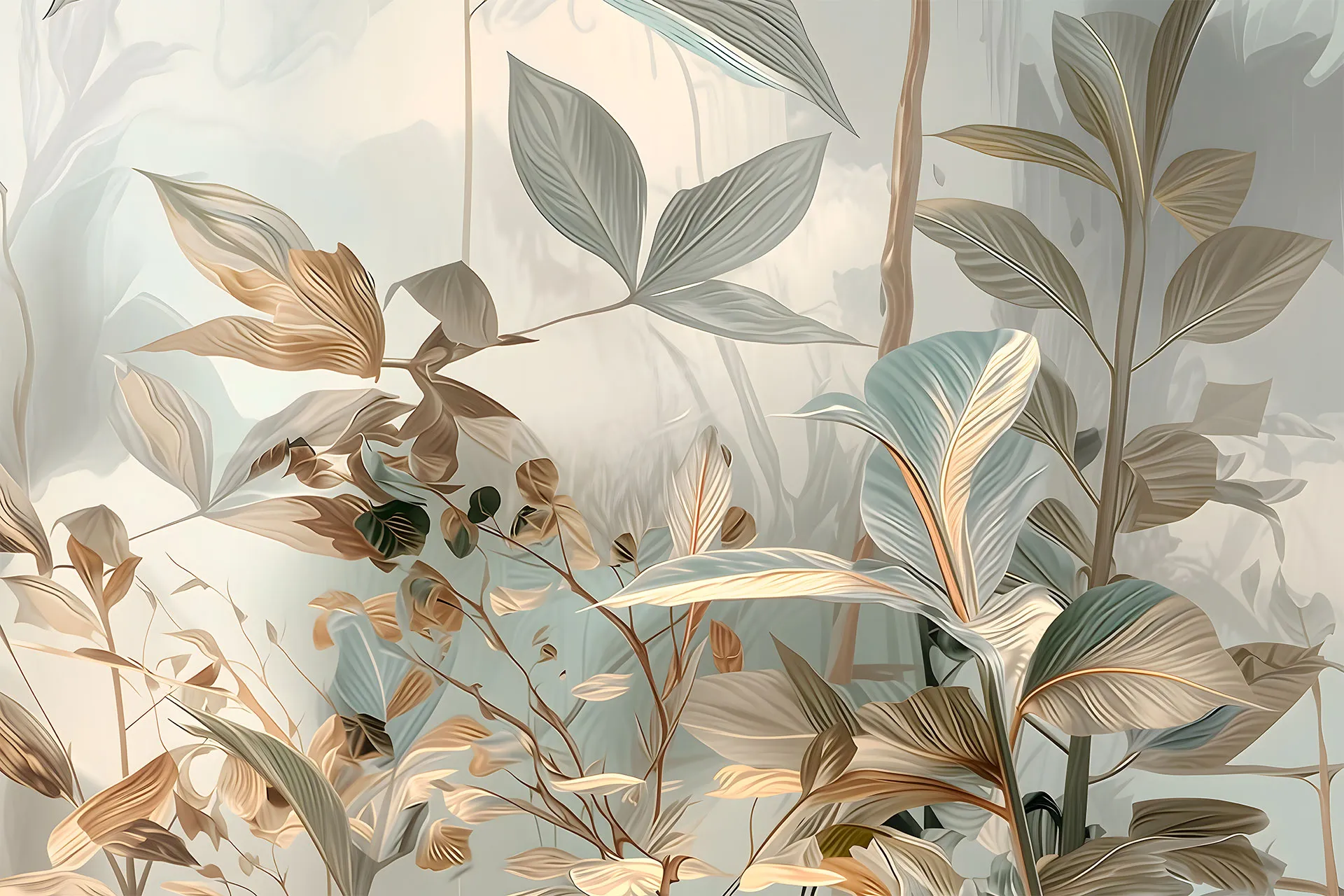 Фотошпалери пастельне листя