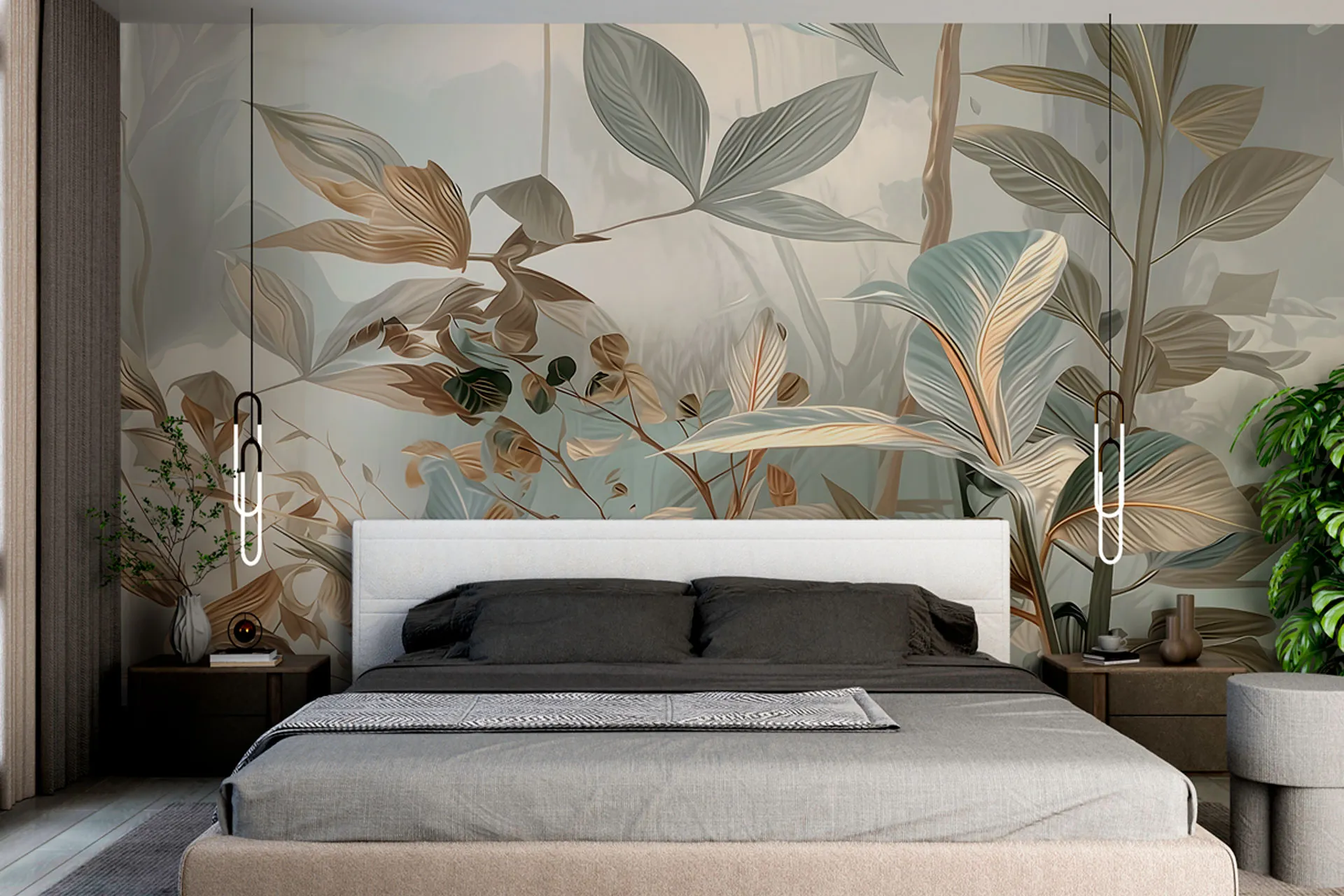 Фотошпалери пастельне листя