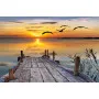 Фотошпалери причал на тлі морського заходу сонця