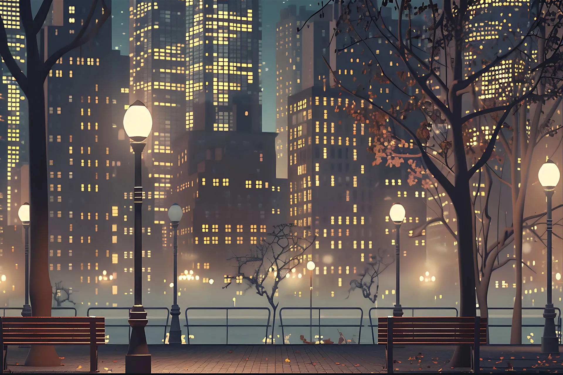 Фотошпалери спокійний міський пейзаж.