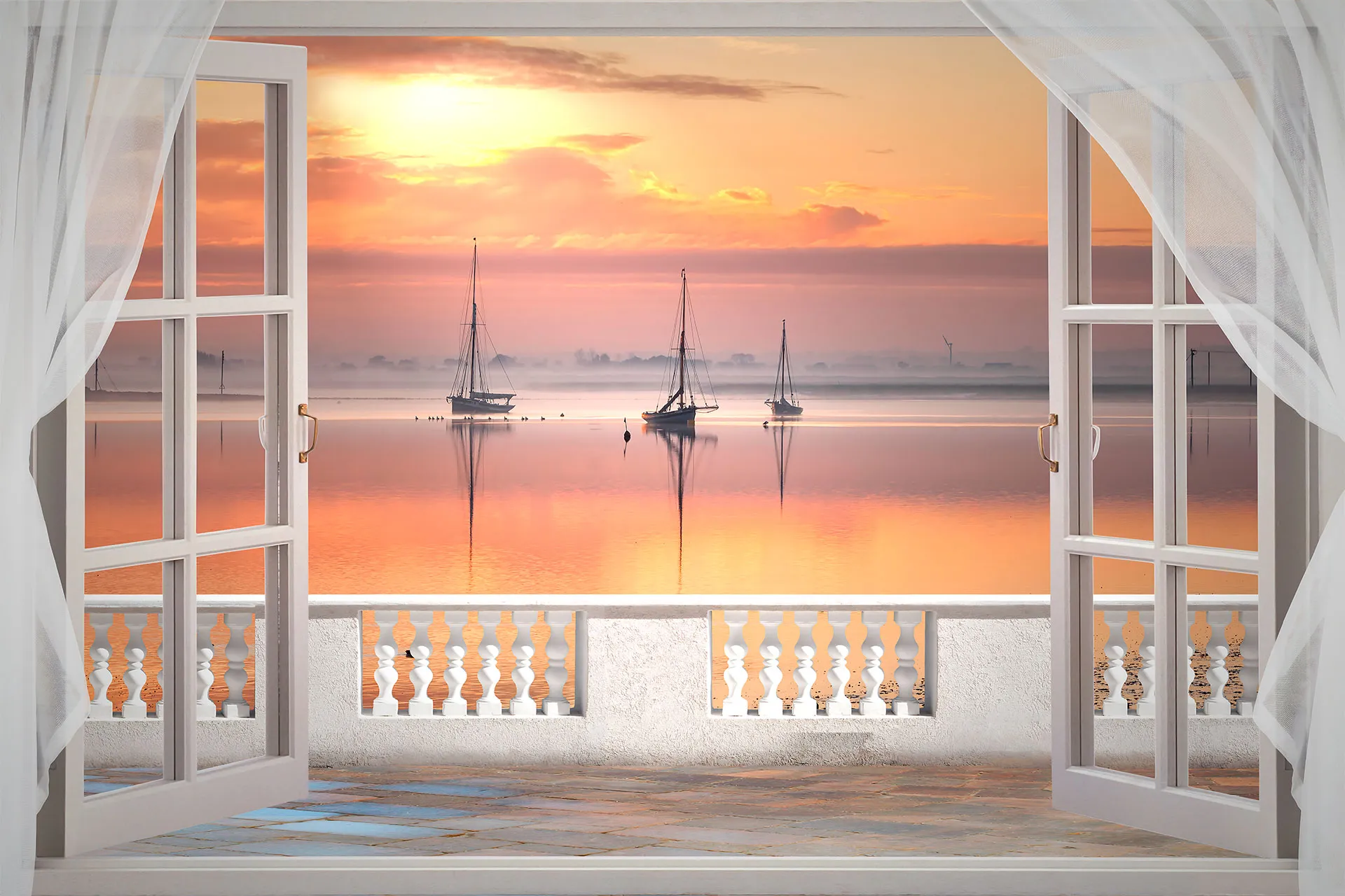 Фотошпалери захід сонця над морем