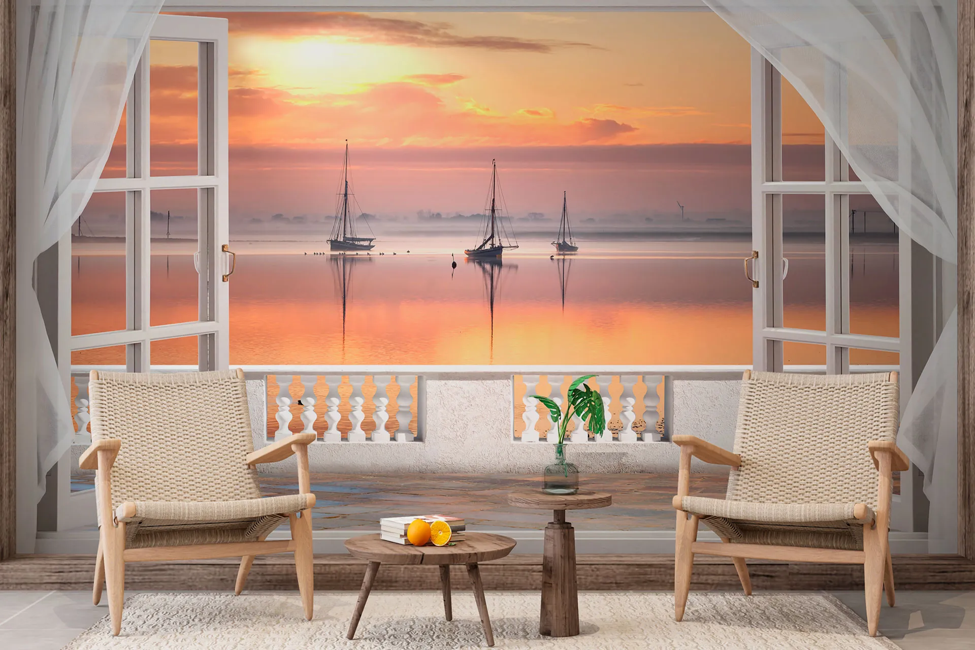 Фотошпалери захід сонця над морем