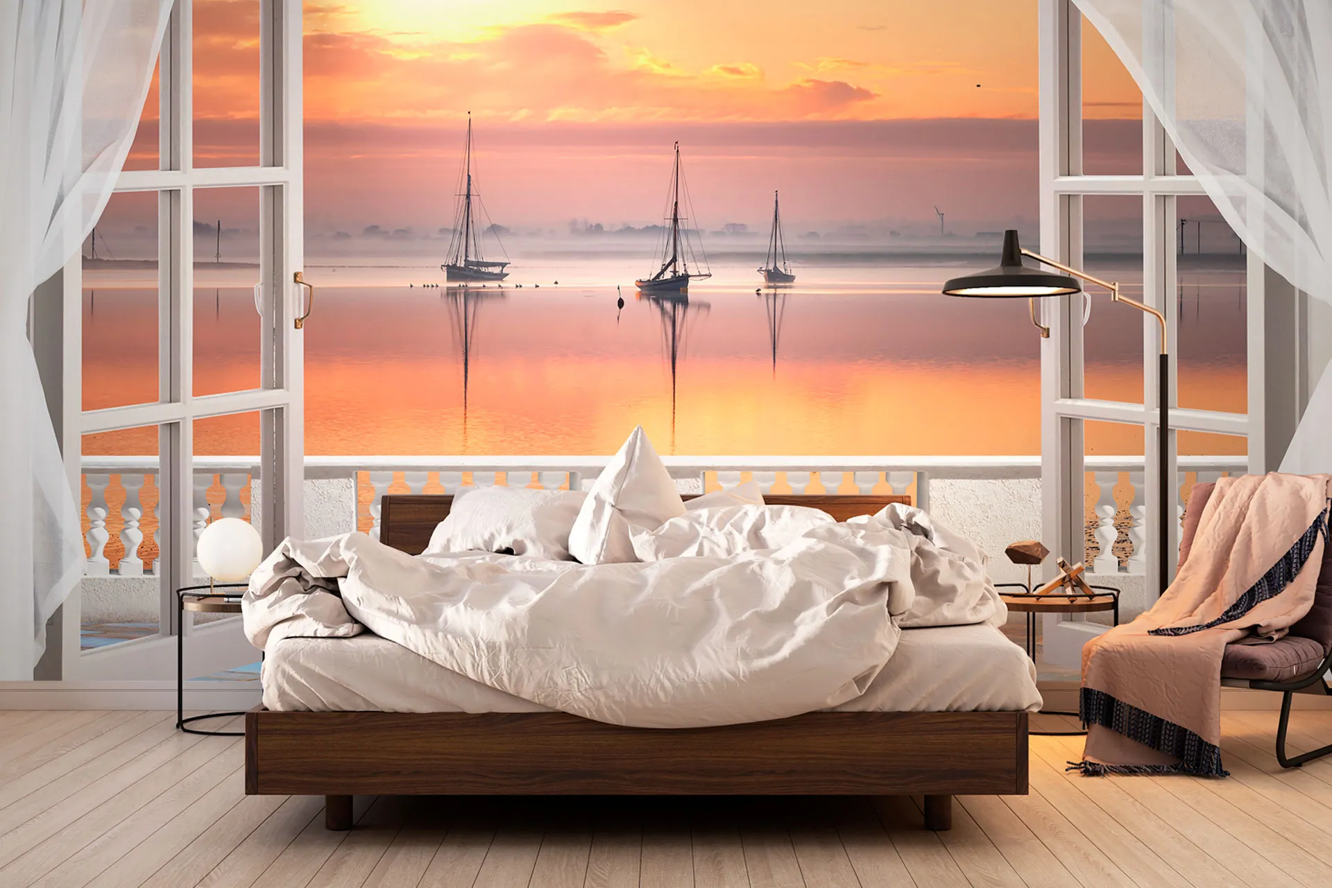 Фотошпалери захід сонця над морем