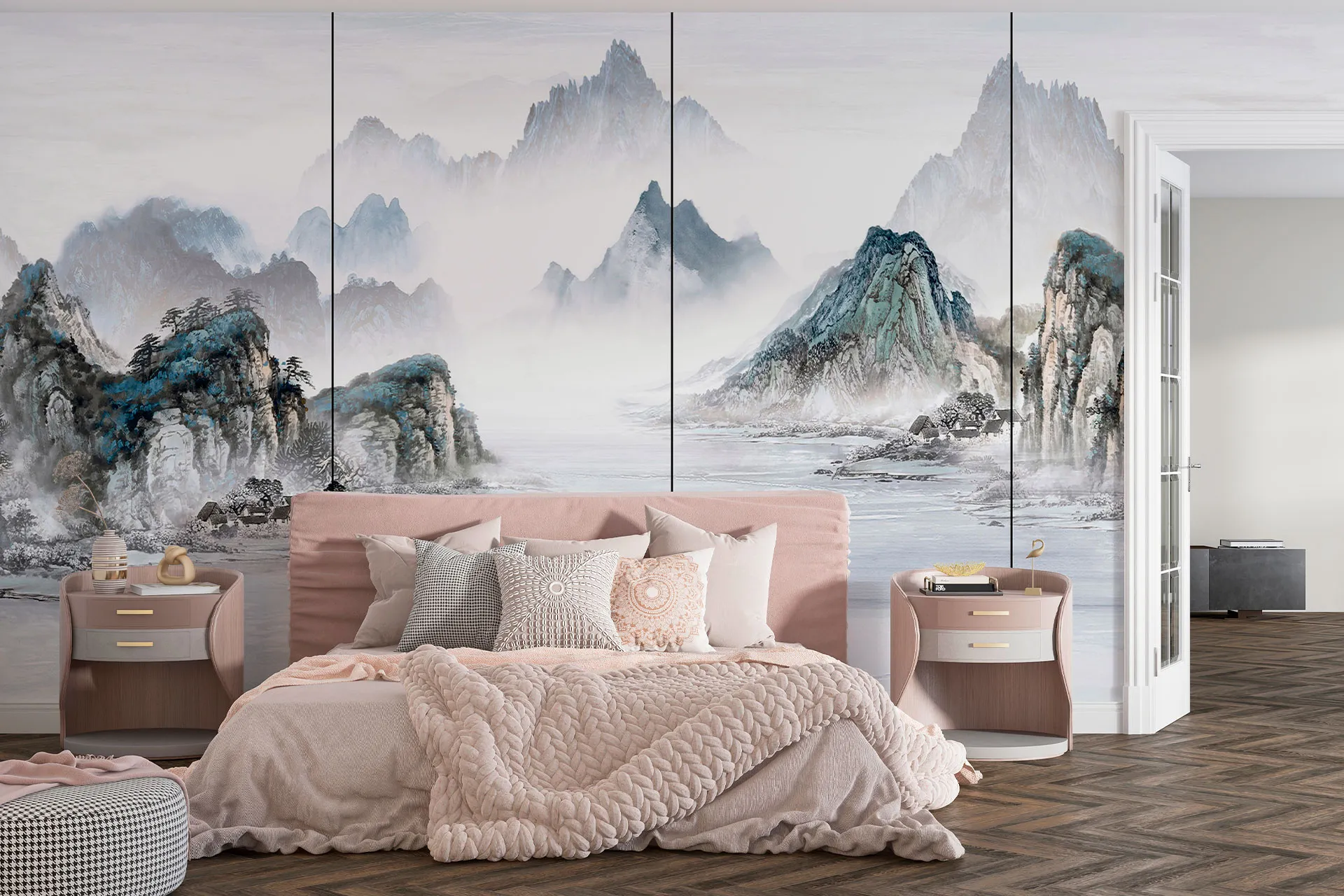 Фотошпалери фреска з видом на гори.