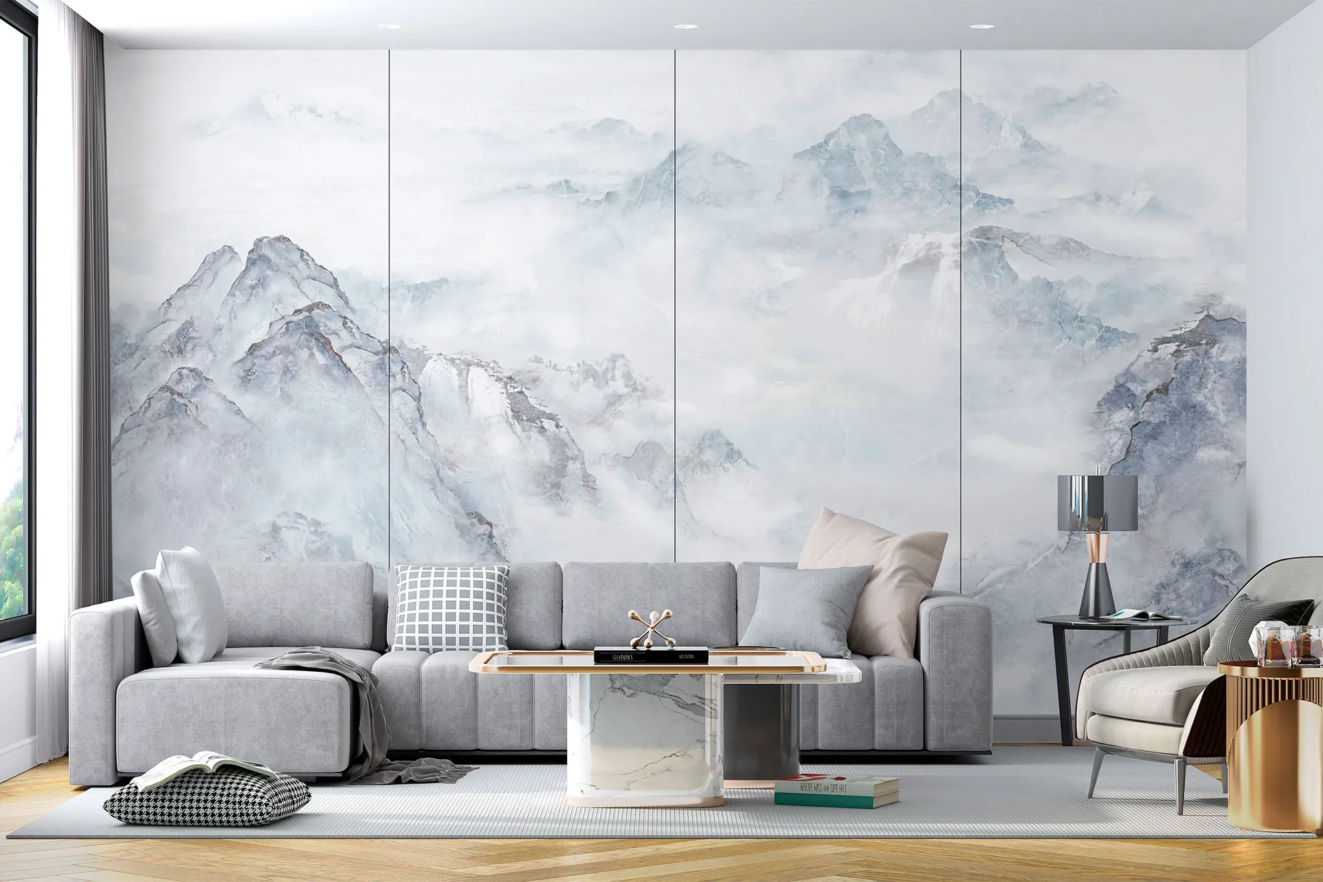 Фотошпалери фреска вид на гірський хребет з висоти.